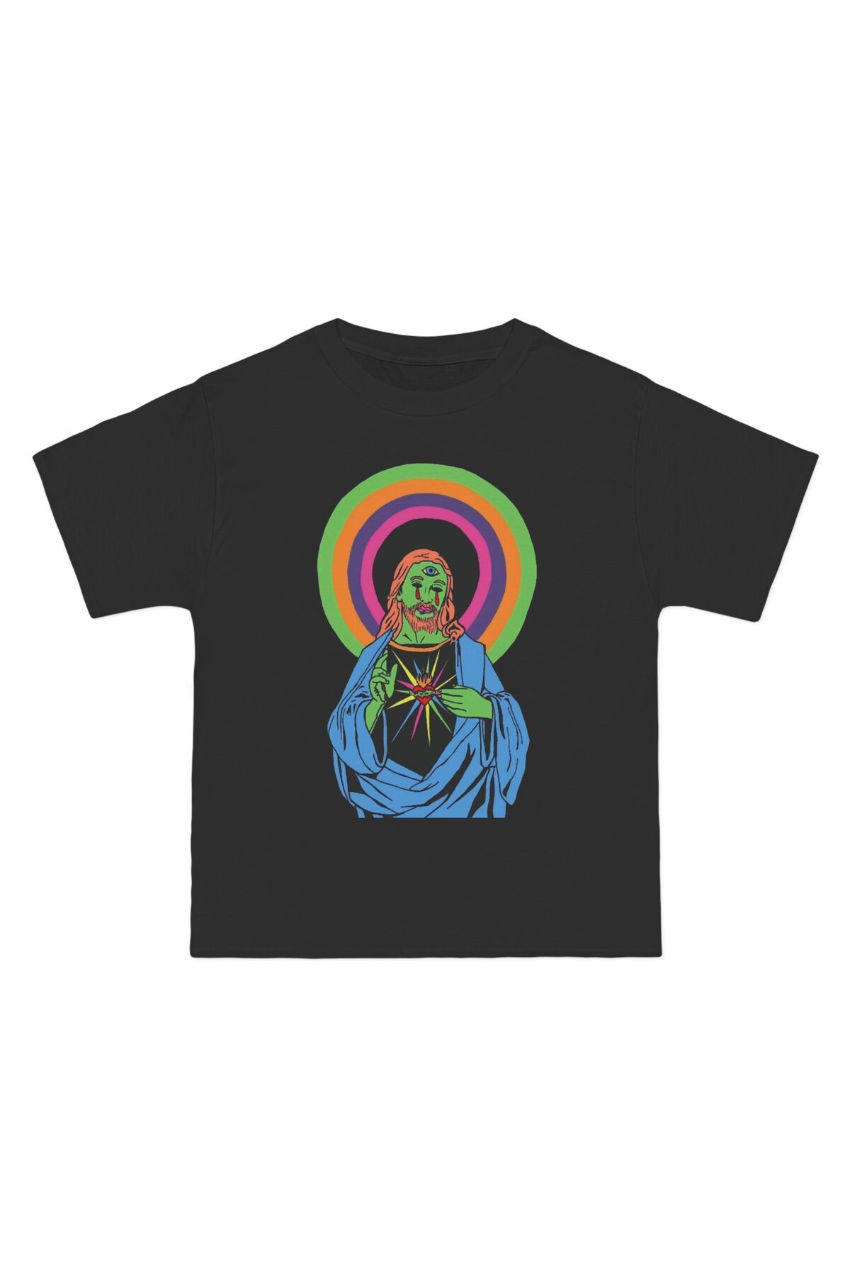 AİON VESTURE Unisex Oversize Grafik Baskılı Tişört – “Sacred Trip” Psychedelic Sanat Tasarımı – AİON VESTURE
