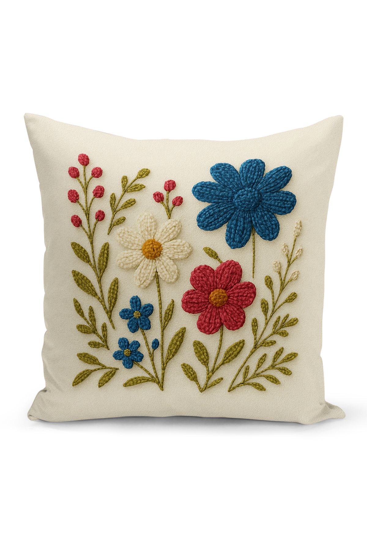Bertille Home Çift Tarafı Dijital Baskılı Kırlent Kılıfı (Panç /Punch Nakış Desen Görünümlü)