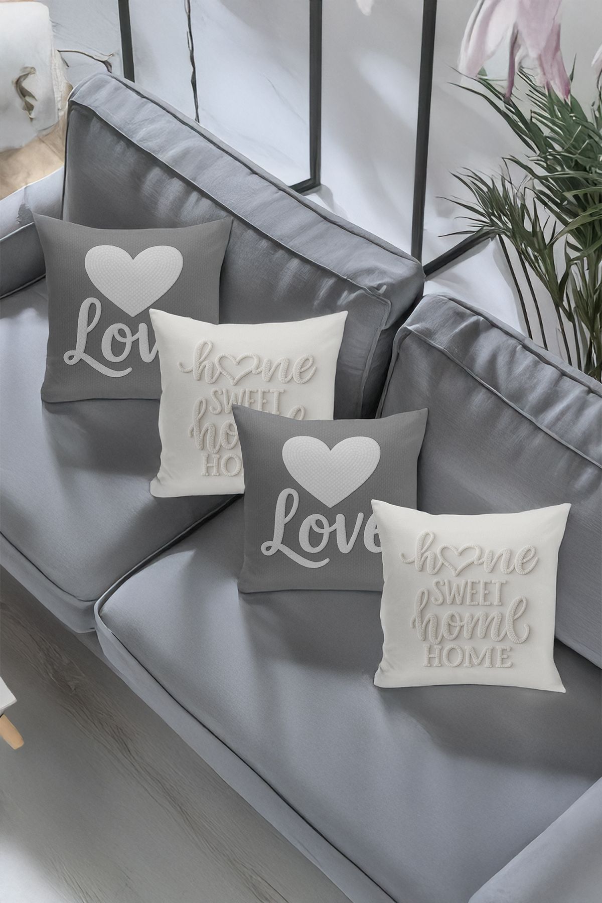 Bertille Home-Set de 4 huse de pernă cu imprimare digitală dublă (aspect de broderie cu model de puncție) 3