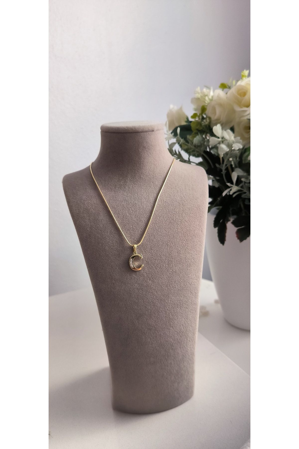 xUPING Altın Kaplama C Harfi Kararmaz 14K Rengindedir 45cm