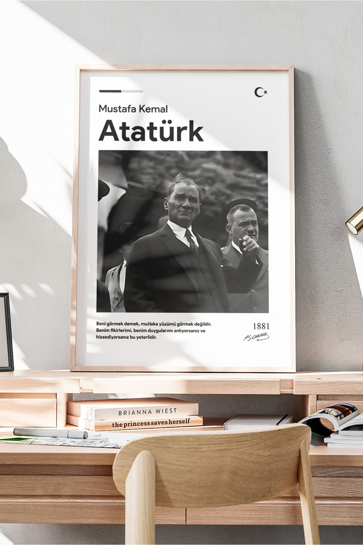 Sürpriz Vakti Mustafa Kemal Atatürk Poster Tasarımı | Minimalist Portre ve Anlamlı Sözle Hazırlanmış Özel Tasarım
