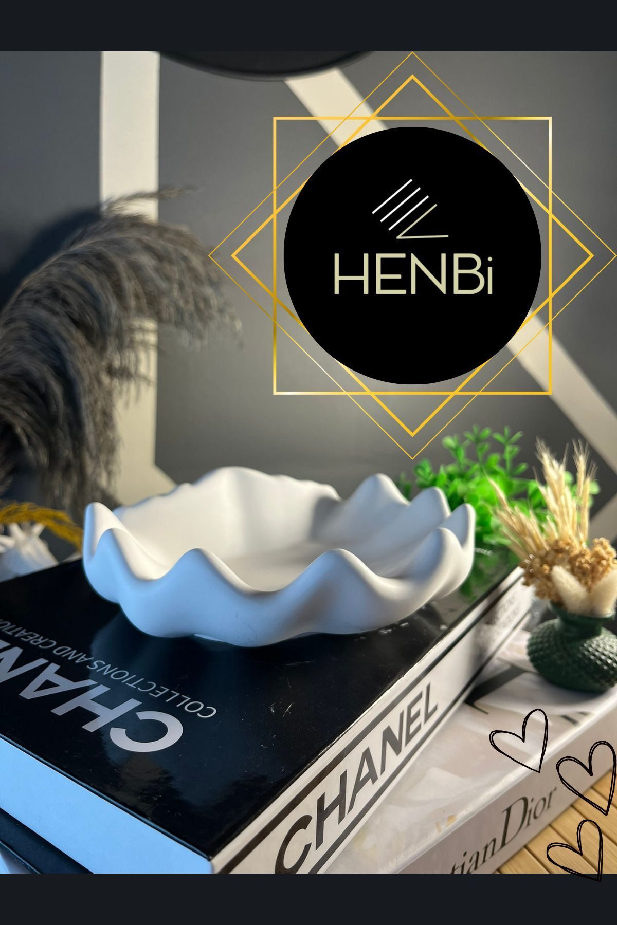 SerenityHaven Dekorasyon İstiridye Ev Aksesuarları Takı Obje Hediyelik Modern Dizayn Takı standı Dekoratif Model