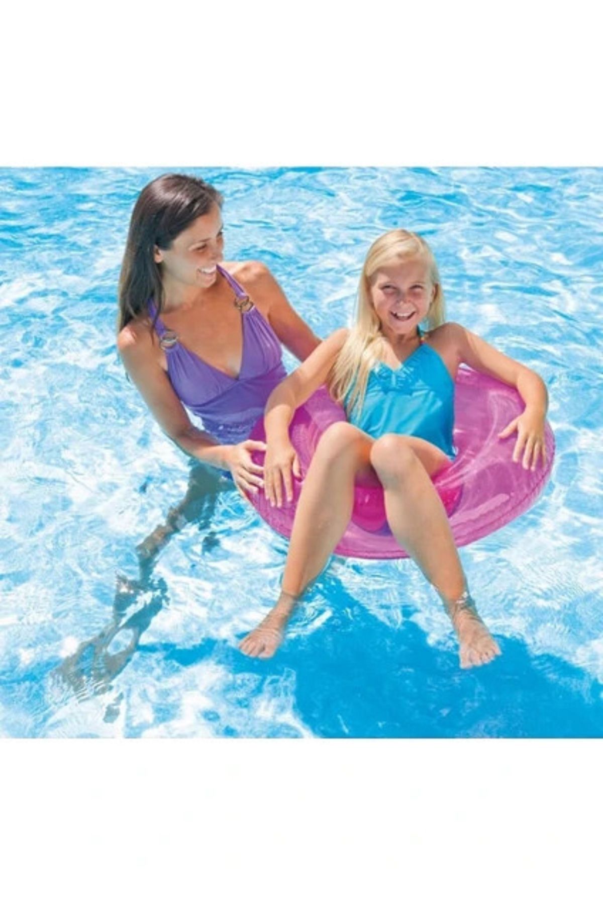MAİN SHOP Intex +8 Yaş 76Cm Şeffaf Baskılı Jumbo Simit Çocuk Simit Şişme Havuz ve Deniz Yüzme Simidi M-59260