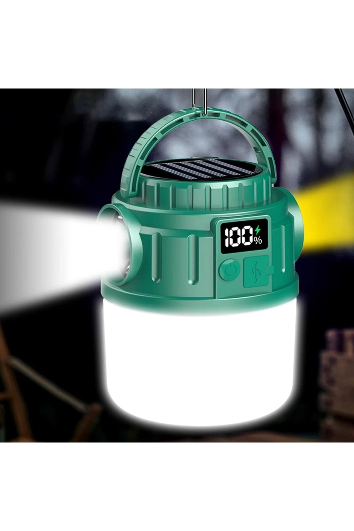 BIGBOYCL 24 Led 5 Aydınlatma Modu + 2 Yan Işık (Beyaz / Sarı) 1200 Mah Solar Kamp Lambası V65-3