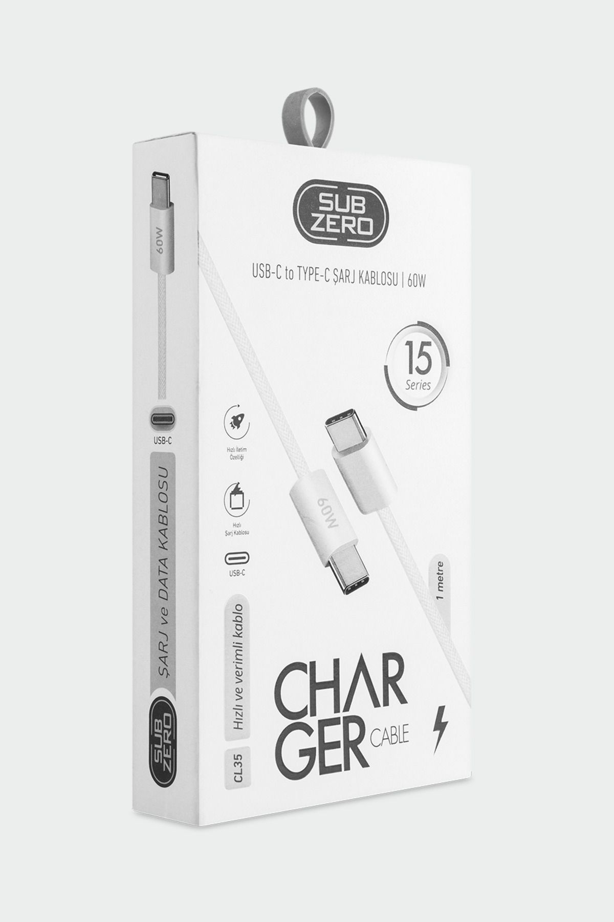 Alışveriş Express CL35 60W PD Type-C to Type-C Örgülü Şarj ve Data Kablosu 1mt