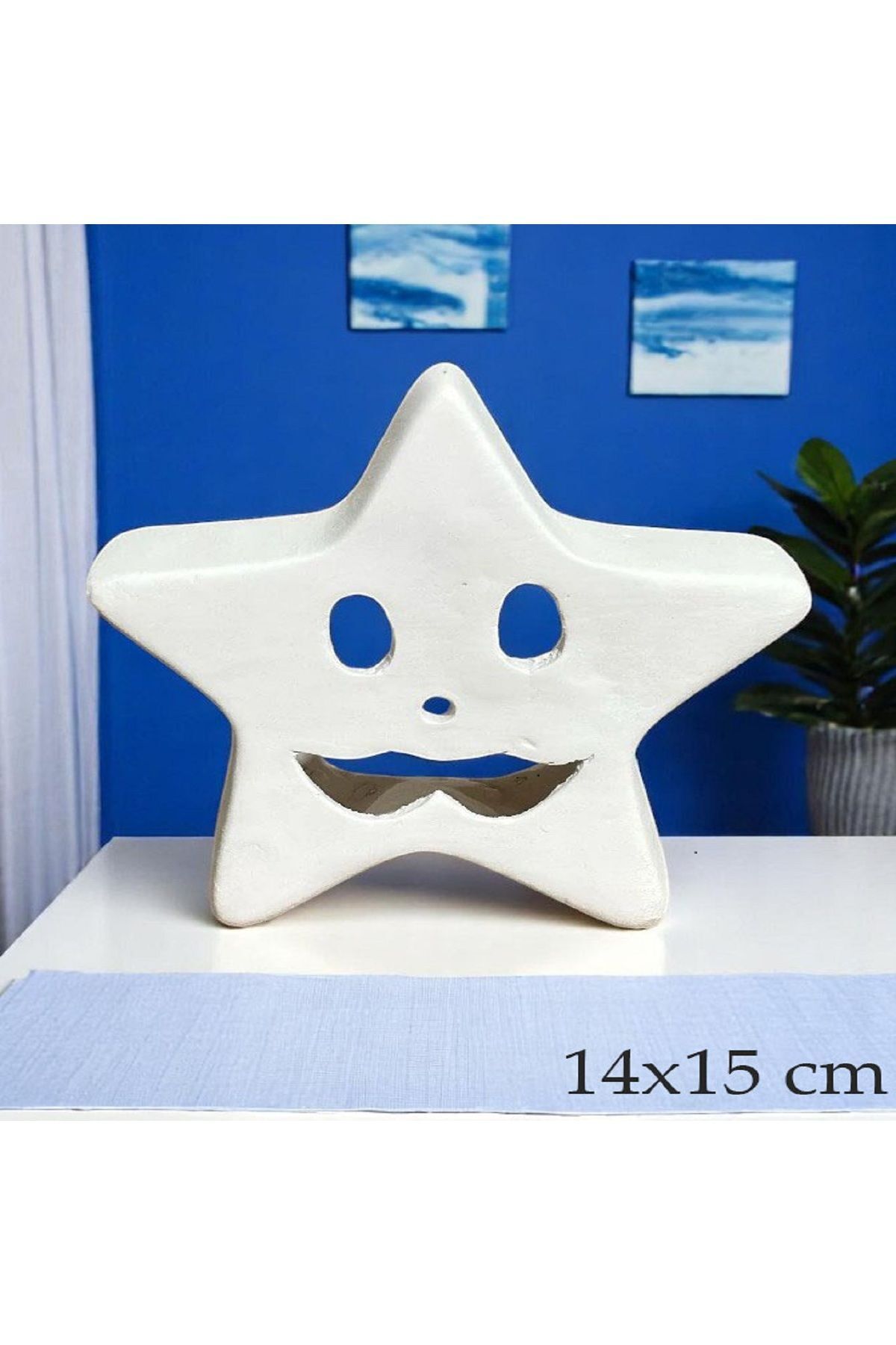 SerenityHaven Ham Seramik Yıldız Şekilli Mumluk | Rustik Dekoratif Tealight Mumluk | El Yapımı Görünüm