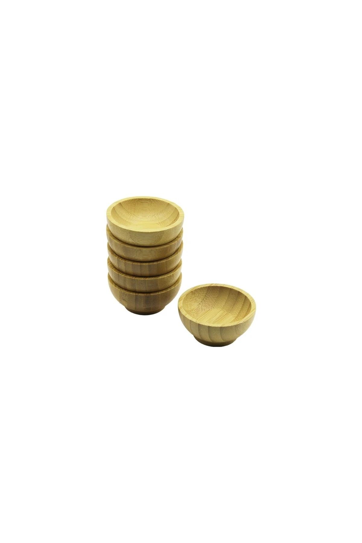BIGBOYCL 6 Pcs Mini=6Cm Ahşap Bambu Lokumluk - Çerezlik Kase