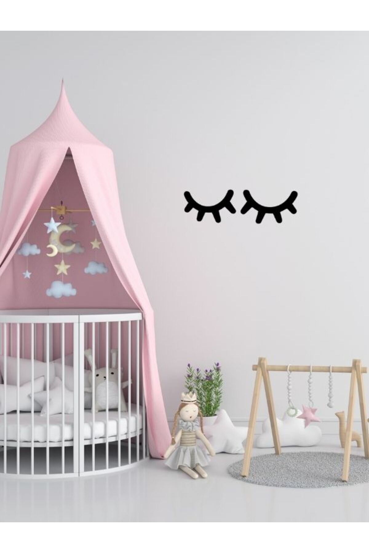 SerenityHaven Ahşap Kirpik Duvar Süsü