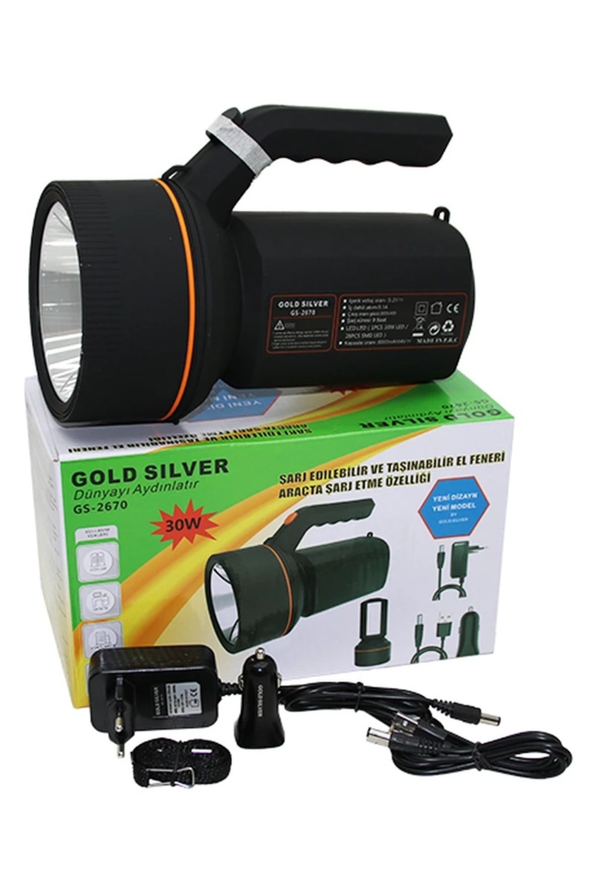 BIGBOYCL 2İn1 30W - 28Smd Led Usb - Oto - Adaptör Şarjlı El Feneri Projektör