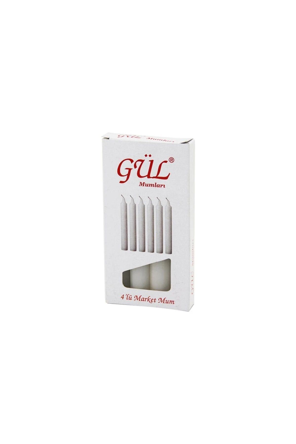 BIGBOYCL 4Pcs - İnce Çap=1.6Cm - Uzunluk=12Cm Beyaz Klasik Market Mum