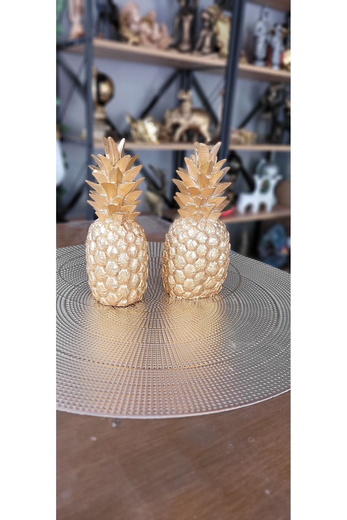 MASALFABRİKASI Dekoratif 2'li Ananas Gold