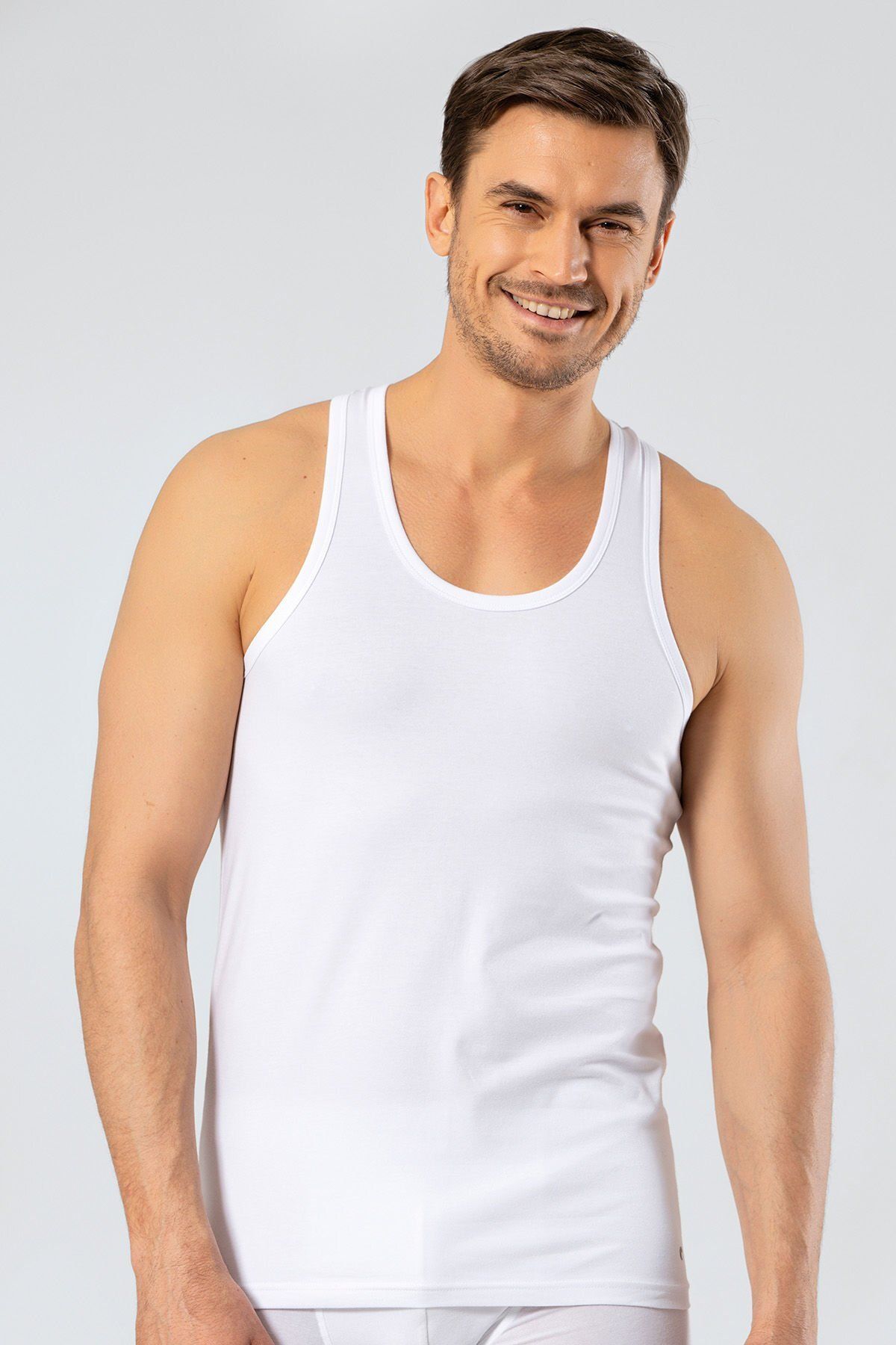 NazikEndam cachare Erkek Halter Yaka Spor Atlet 1302/Beyaz