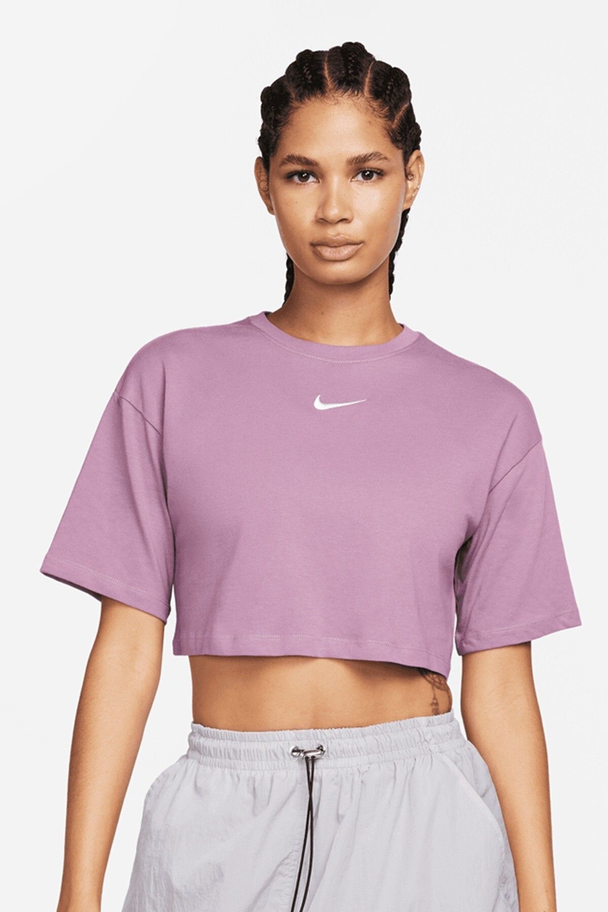 Nike Sportswear Cropped Short-Sleeve Lila Kadın T-shirt