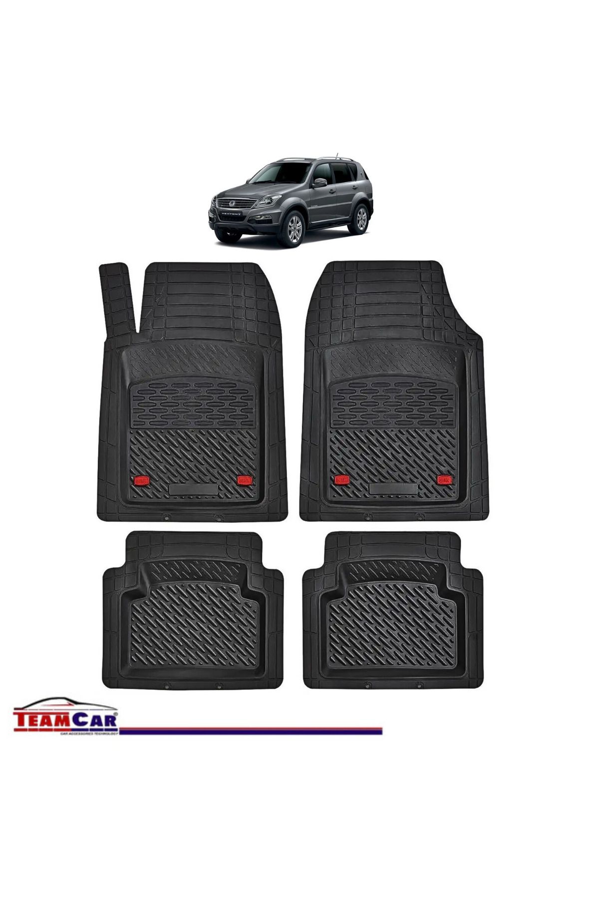 TEAMCAR-Covorașe auto tip tavă compatibile cu SsangYong Rexton II (2006–2012), negre, material durabil 1