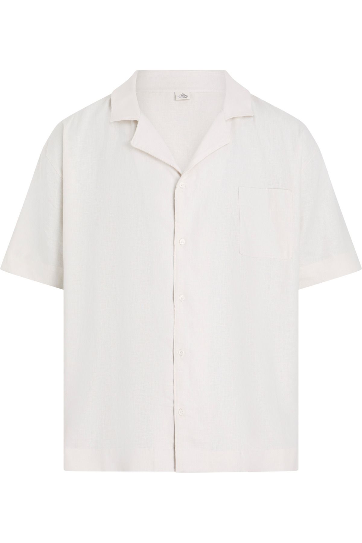 Calvin Klein-Men Chalk Linen Blend Short Sleeves Shirt 5