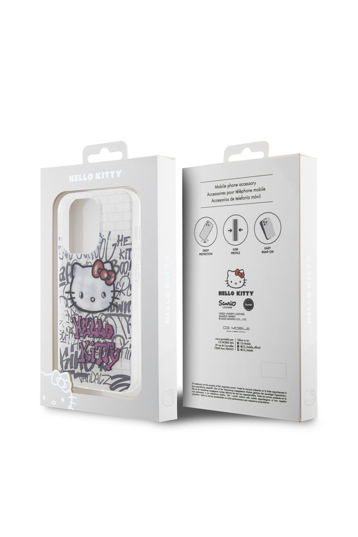 Hello Kitty-Case for iPhone 15 Pro - Hello Kitty Hardcase IML Kitty On Bricks Graffiti (HKHCP15LHDGPHT) - White 7