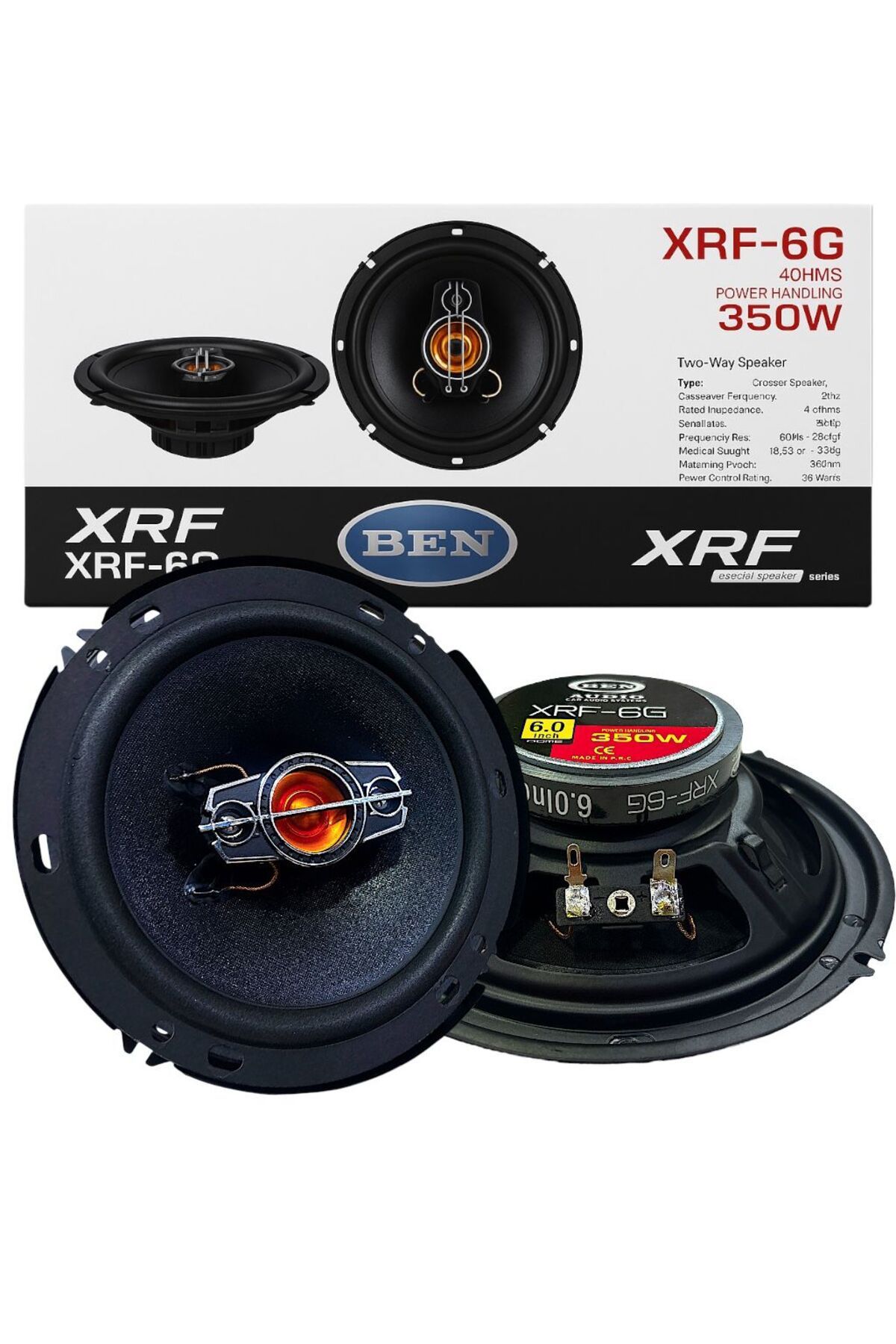 bm audio XRF-6G 350 Watt 16 Cm Araba Oto Hoparlör Tweeter'lı Kutu Içeriği 2 Adet Ben Audıo