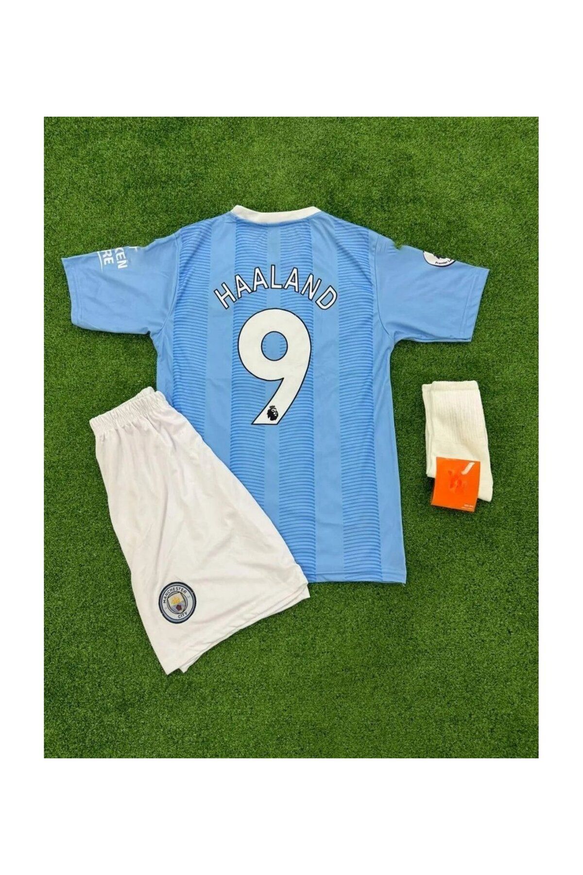 yenteks Haaland Manchester.cty Yeni Sezon Çocuk Forması 4lü Set Çorap+Biliklik Hediye