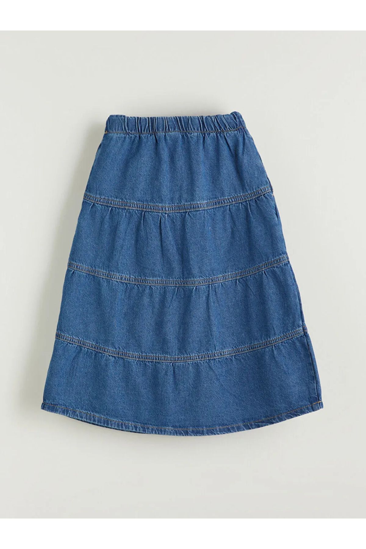 LC Waikiki-LCW Kids Fusta Jeans pentru fete cu talie elastică Indigo 3