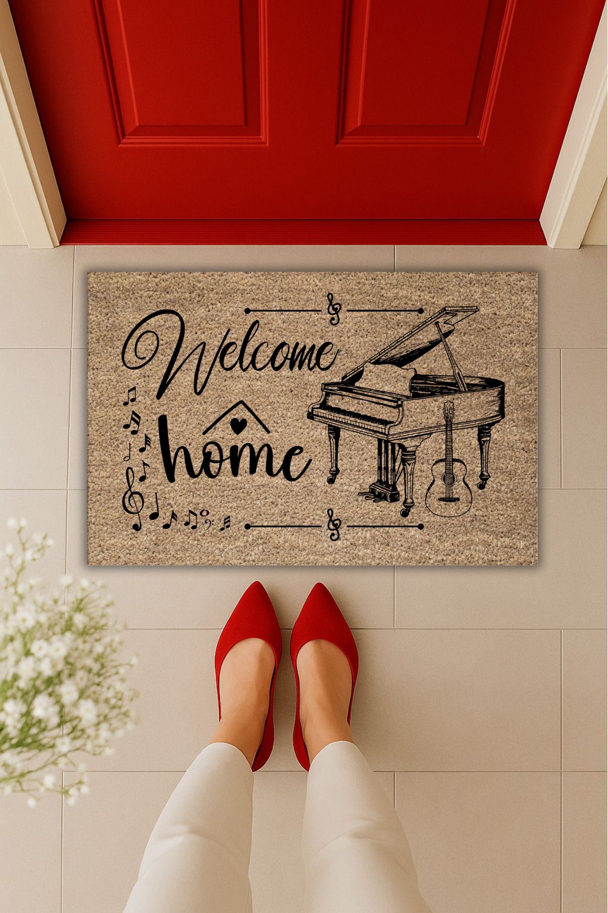 Dormot Home Yüksek Kaliteli Dijital Baskı Müzik Kapı Önü Paspası