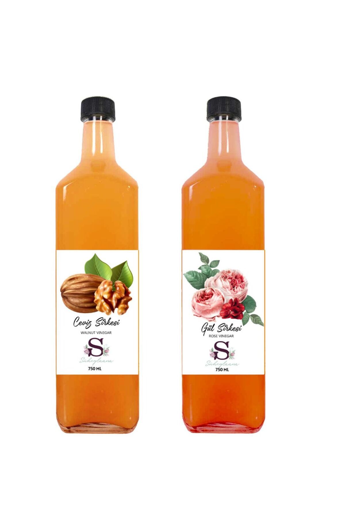 Süheylaana Doğal Ceviz Sirkesi 750 Ml - Doğal Gül Sirkesi 750 Ml