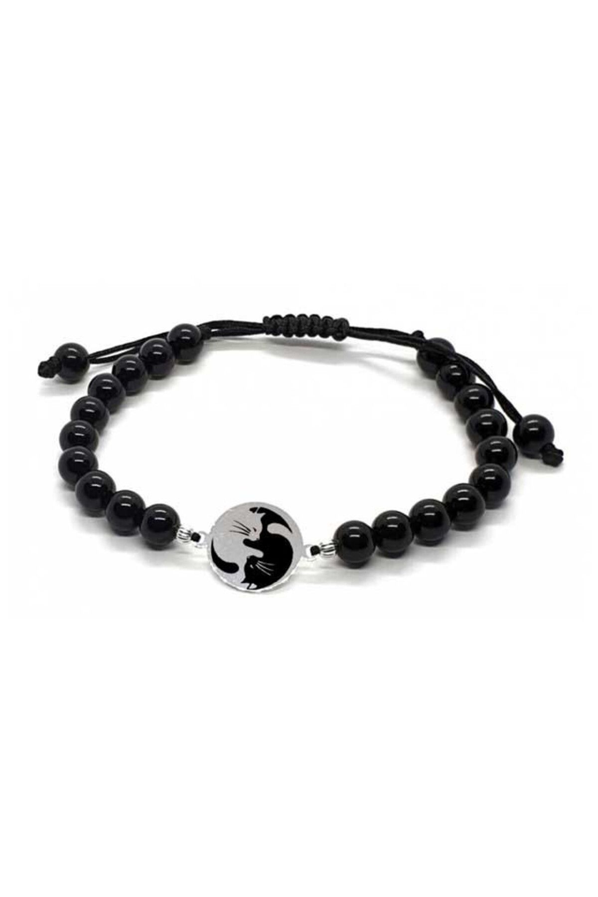 byRetroChique-Bratara onix si banut argint gravat PISICI YIN YANG 5