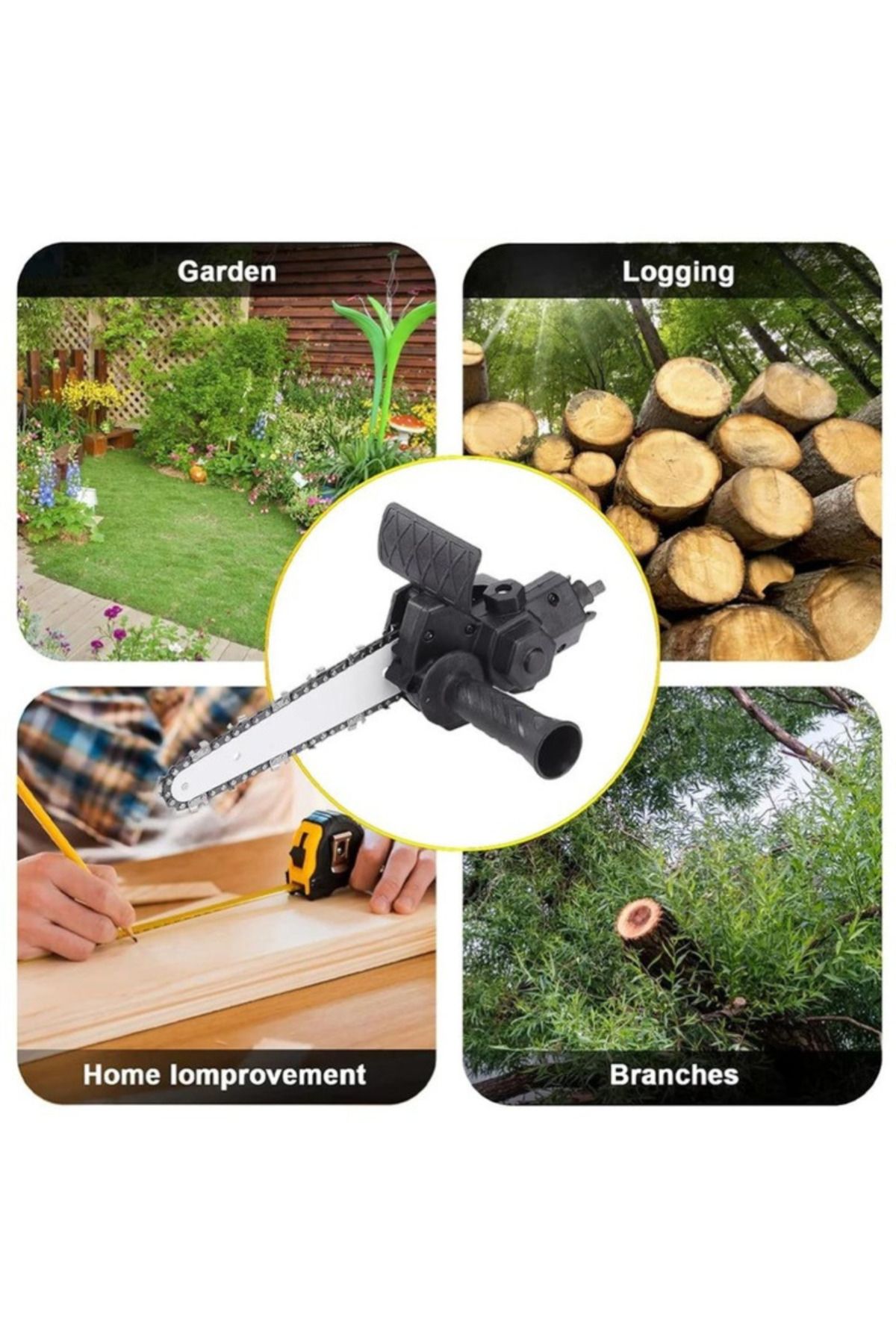 FİAPFO-Mini Chainsaw Adapter for APF Drill with 2 Chains 6 Inch+ Magnetic Bit with 2 Heads 6