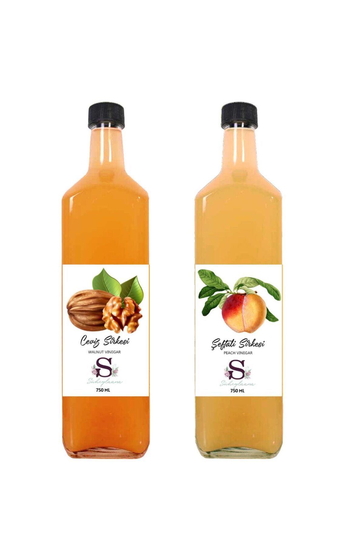 Süheylaana Doğal Ceviz Sirkesi 750 Ml - Doğal Şeftali Sirkesi 750 Ml
