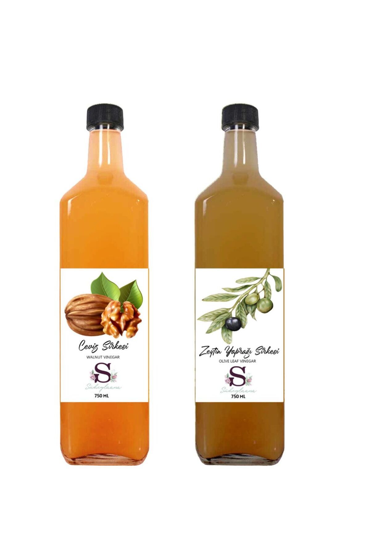 Süheylaana Doğal Ceviz Sirkesi 750 Ml - Doğal Zeytin Yaprağı Sirkesi 750 Ml