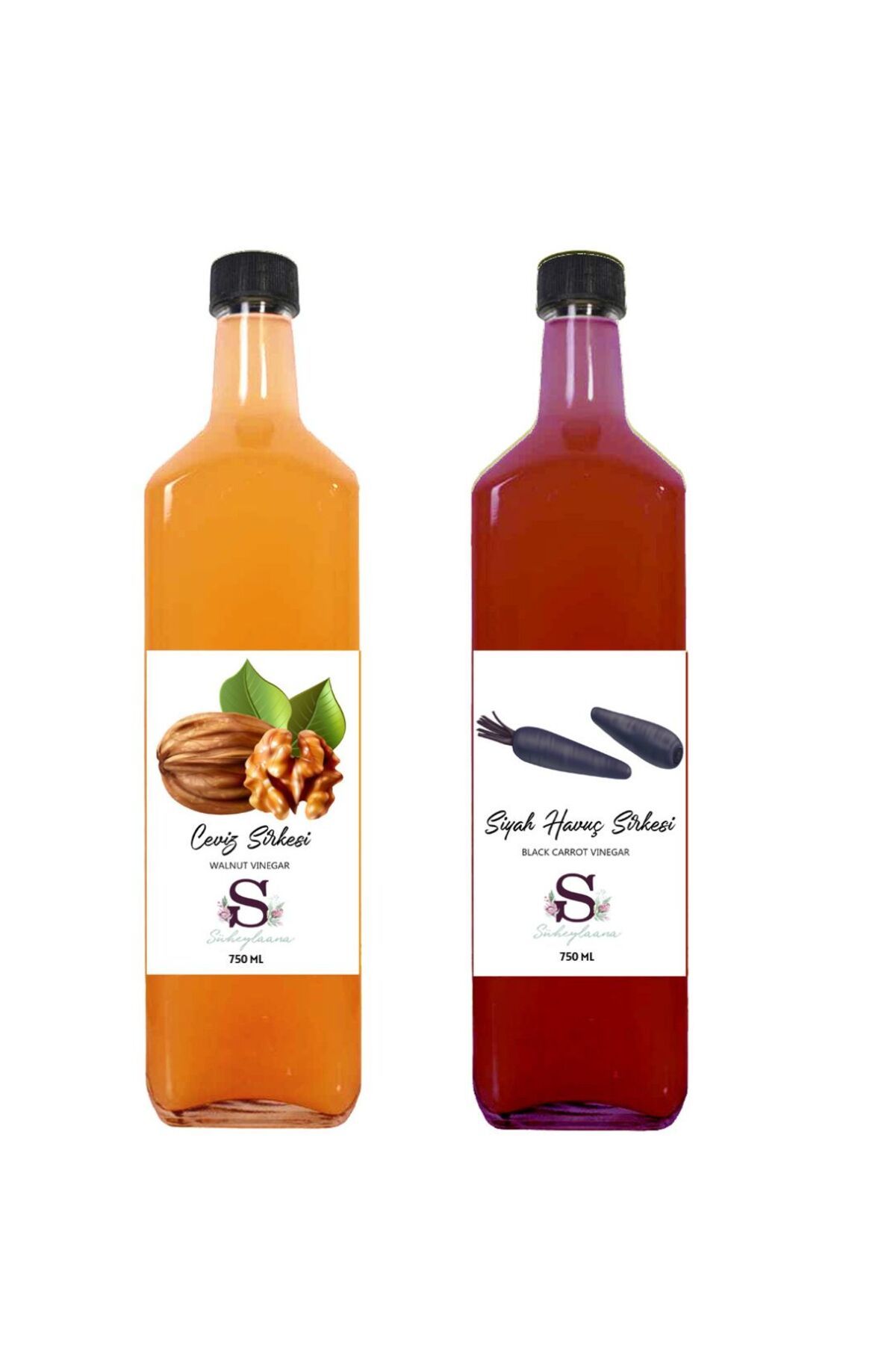 Süheylaana Doğal Ceviz Sirkesi 750 Ml - Doğal Siyah Havuç Sirkesi 750 Ml