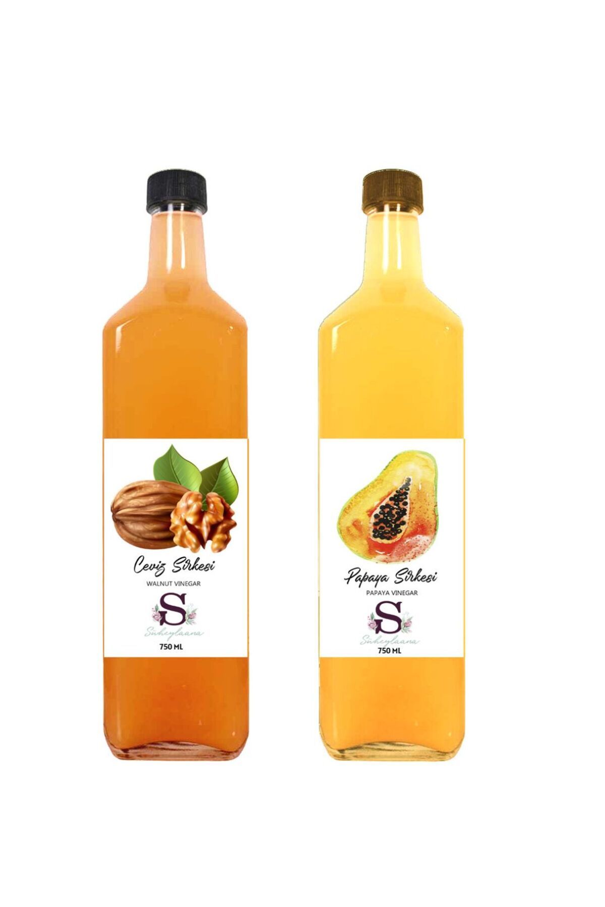 Süheylaana Doğal Ceviz Sirkesi 750 Ml - Doğal Papaya Sirkesi 750 Ml