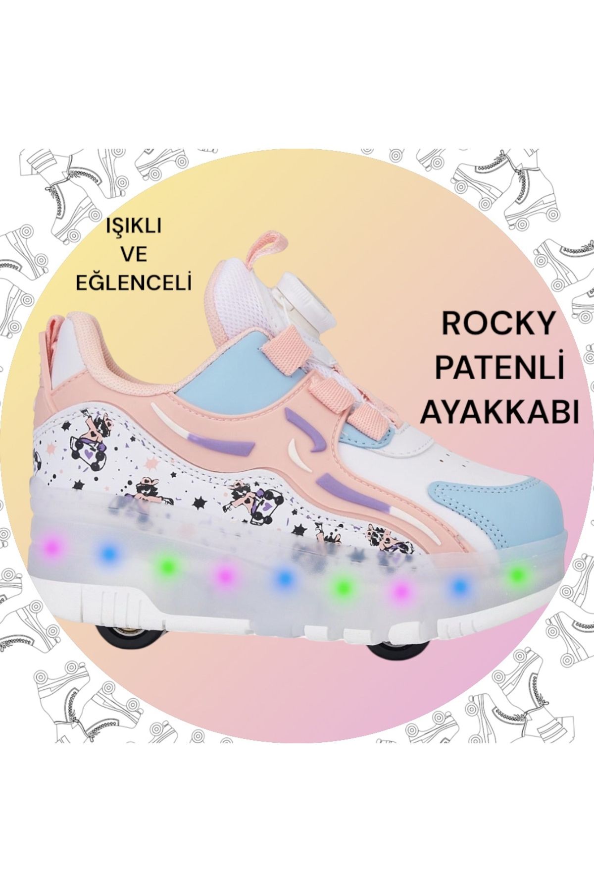 ROCKY YAZIN FAVORİSİ, ÇOCUKLAR İÇİN PATENLİ TEKERLEKLİ SPOR AYAKKABI/SNEAKERS