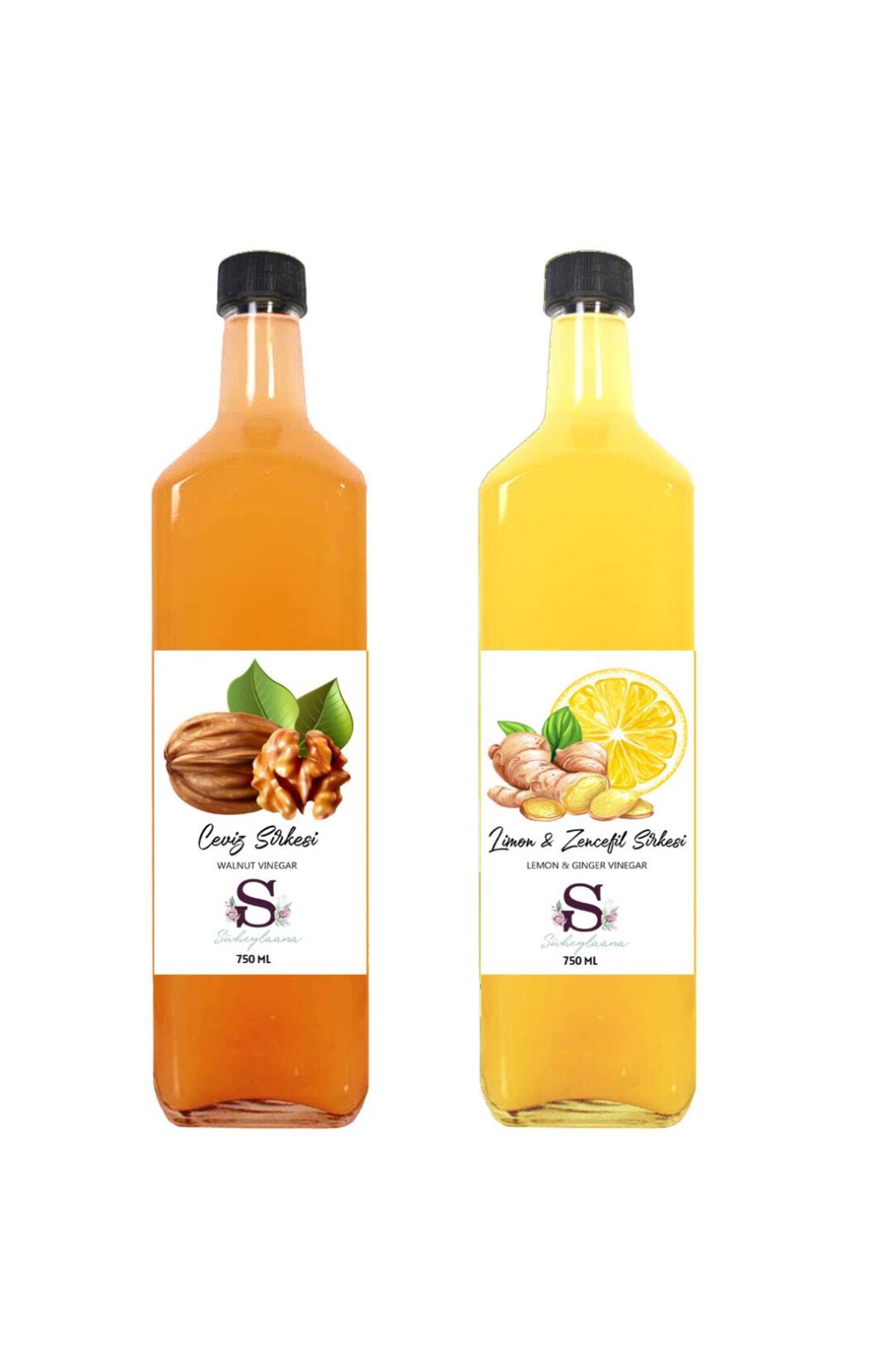 Süheylaana Doğal Ceviz Sirkesi 750 Ml - Doğal Limon & Zencefil Sirkesi 750 Ml