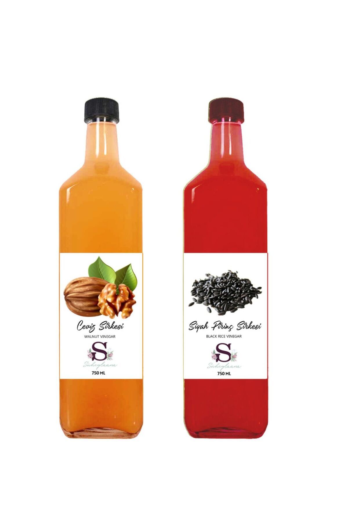 Süheylaana Doğal Ceviz Sirkesi 750 Ml - Doğal Siyah Pirinç Sirkesi 750 Ml