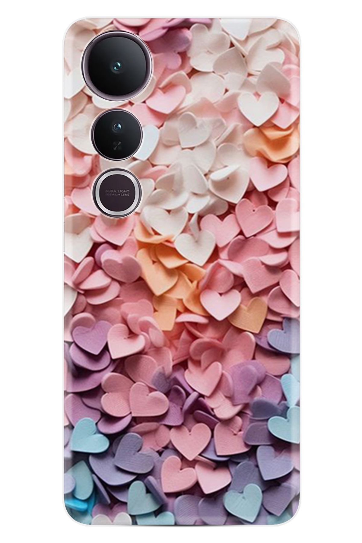 Kılıfland Vivo V50 Lite Kılıf Boutique Baskılı Resimli Renkli Kalpler Pcode -040