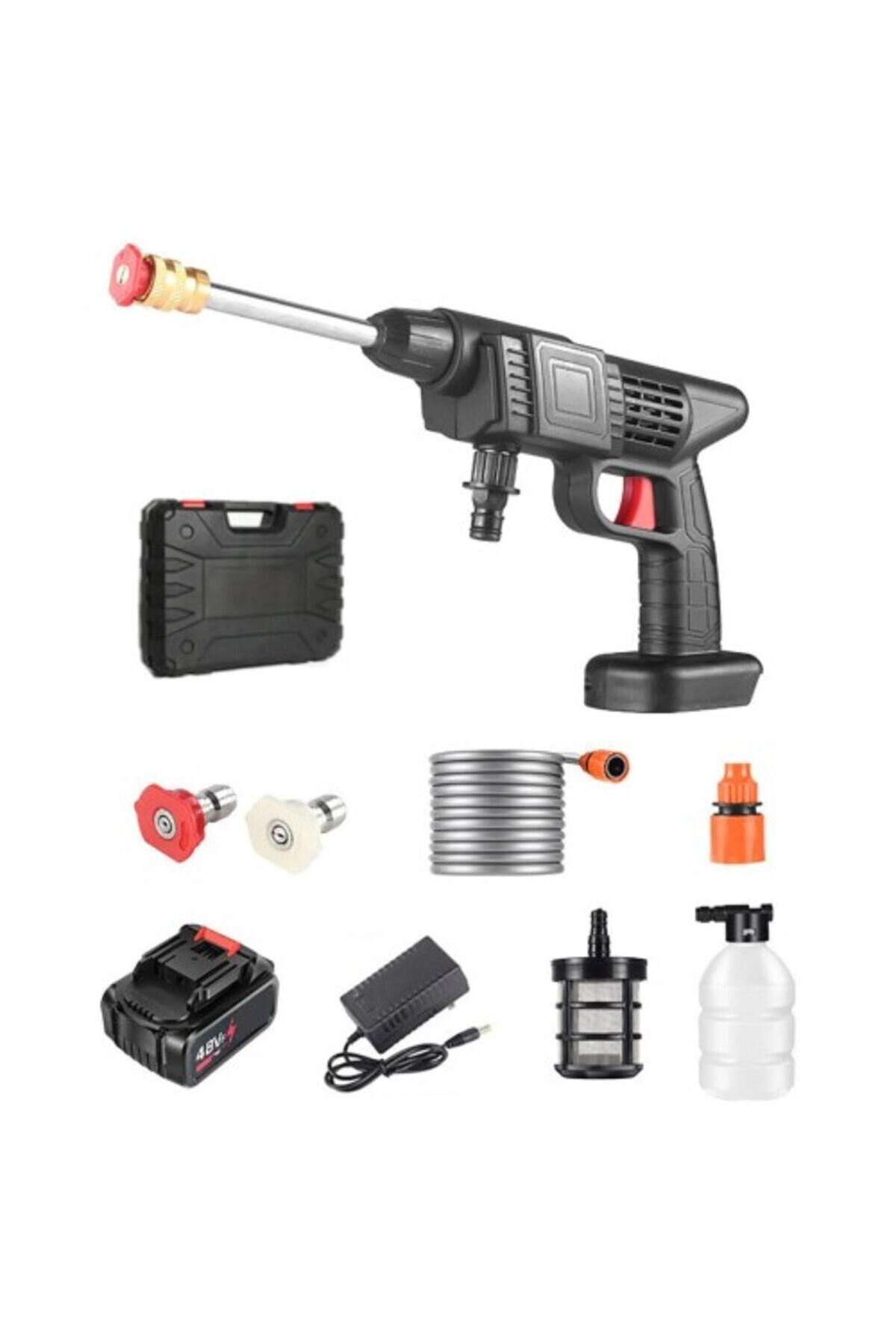 Cosmos e-ticaret 48V Şarjlı Çift Bataryalı Taşınabilir Basınçlı Oto Yıkama Bahçe Sulama Tabancası