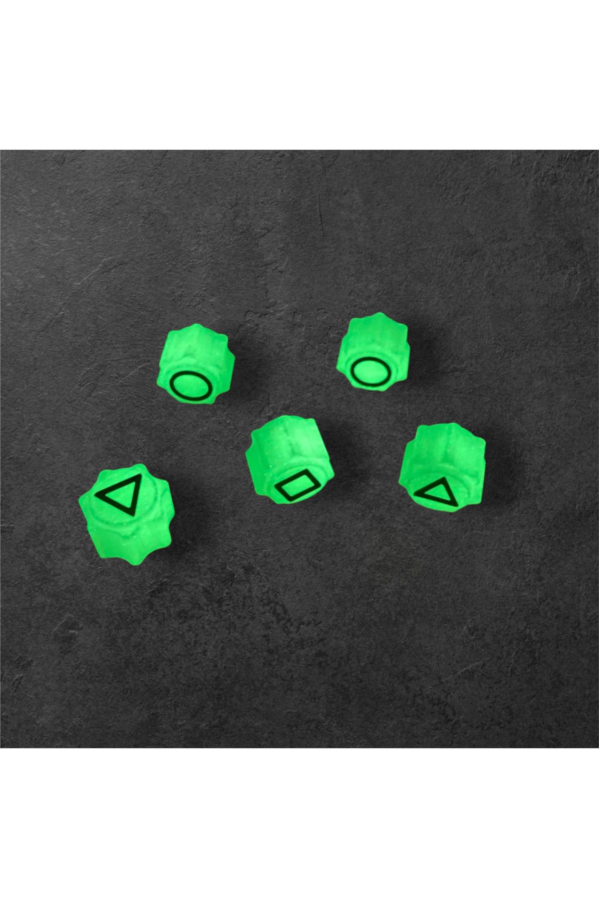 3DONE MODELS-Glow-in-the-dark Gonggi game set with stand and keychain, Squid Game, 3D printed 8