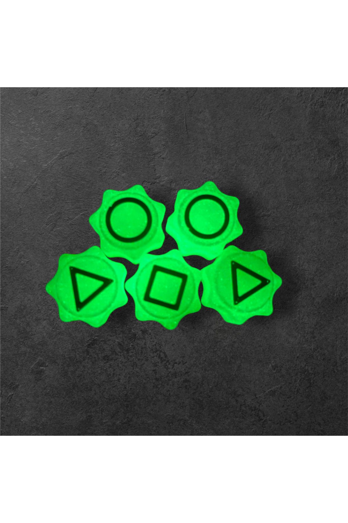3DONE MODELS-Glow-in-the-dark Gonggi game set with stand and keychain, Squid Game, 3D printed 7