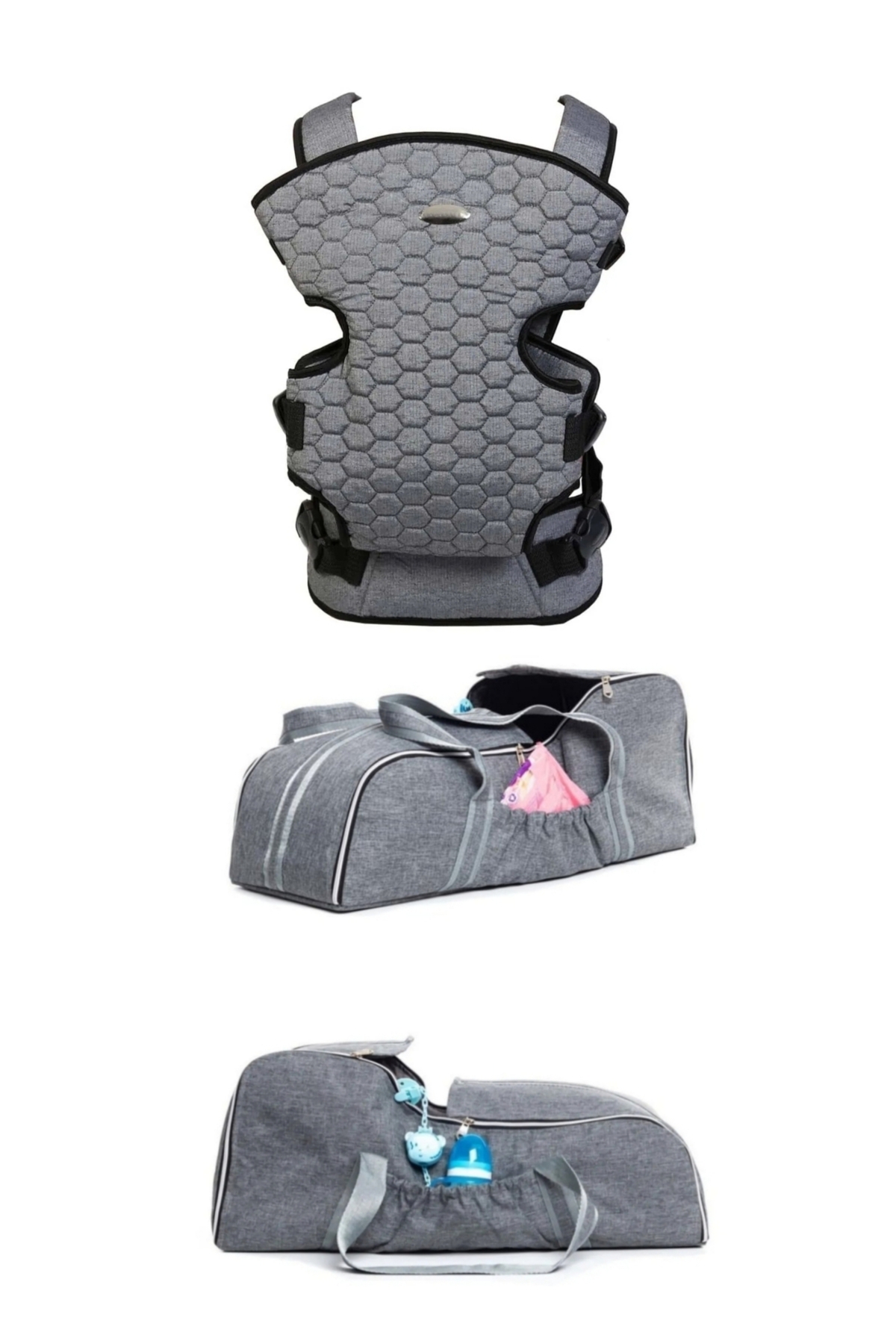 BABY ZUHU 4 Lü Doğum Seti 11 Parça Hastane Çıkışlı Portbebeli Kangurulu ve Anne Bebek Bakım Çantalı fotoğrafı 2 (önizleme)