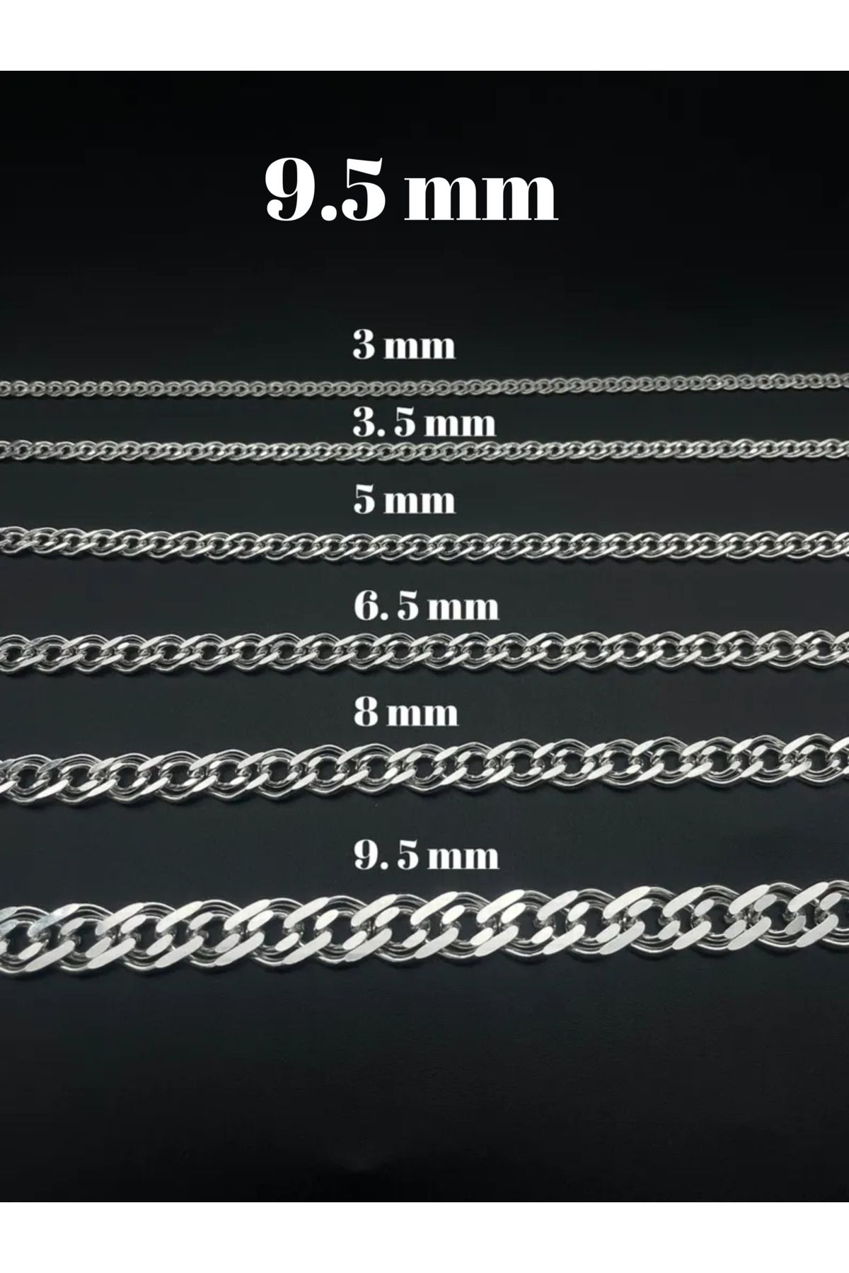 Parlak Gümüş 3 mm Rambo Erkek 925 Ayar Gümüş Kolye
