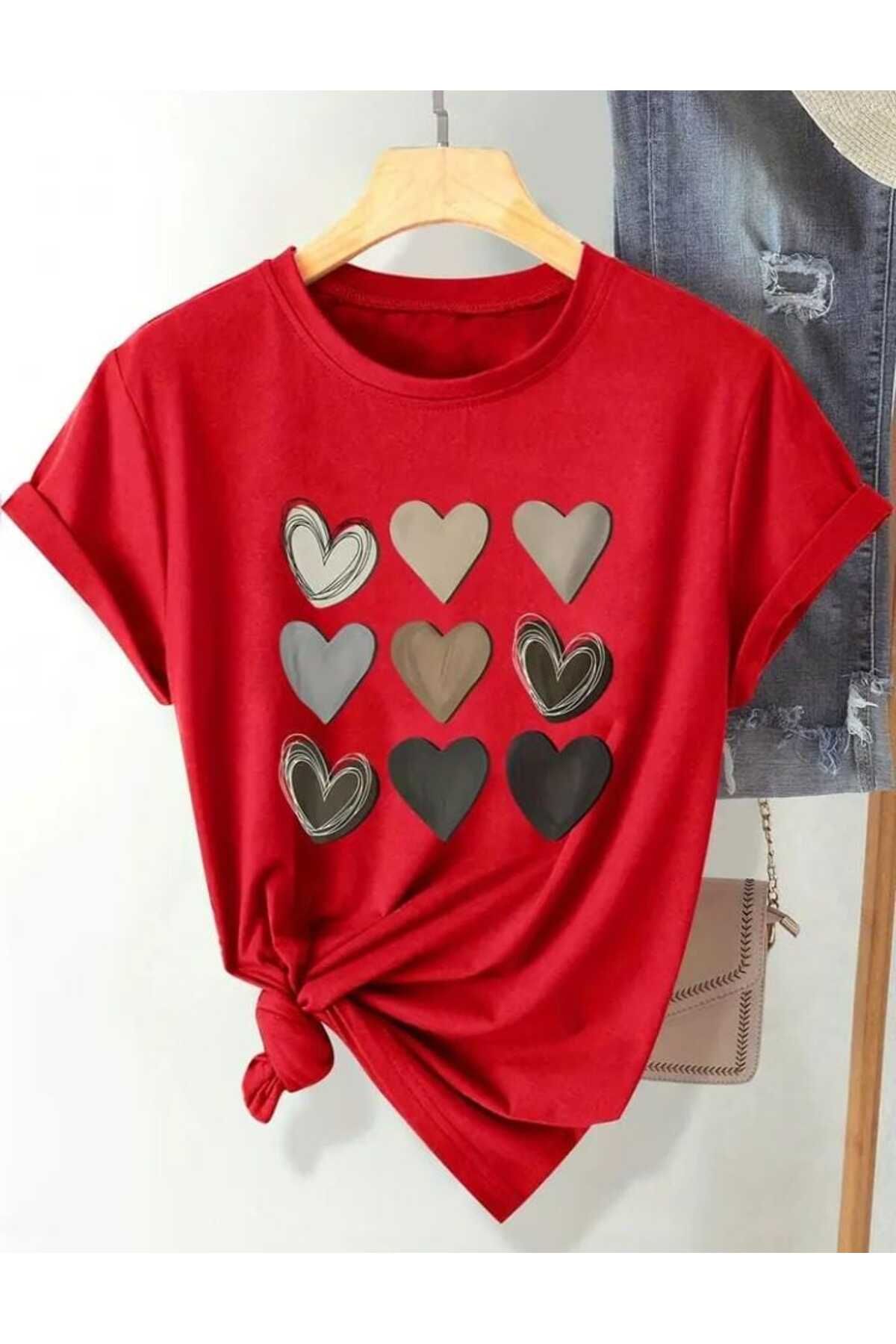 TekTarzz Kalp Grafik Baskılı Tasarım Trend Tshirt