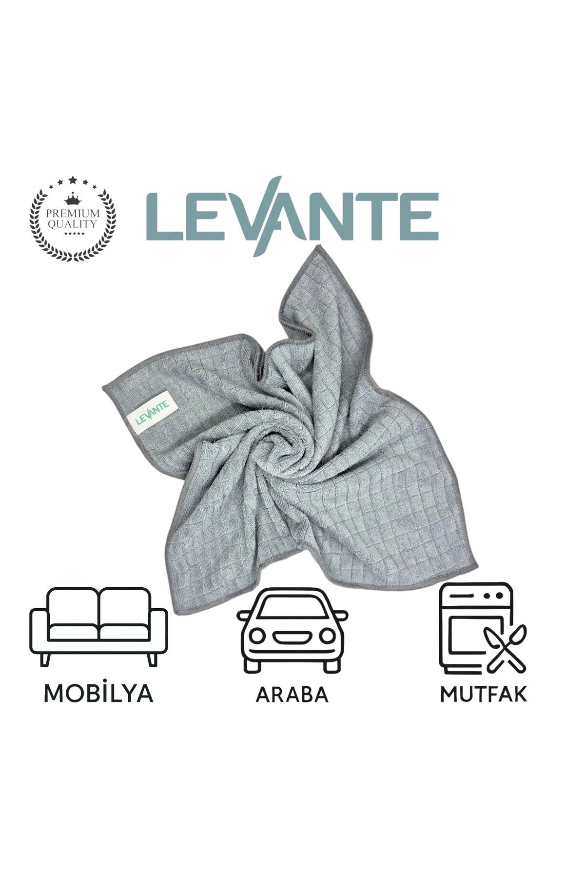 Levante Mikrofiber 3'lü Temizlik Bezi – 40x40 cm |Yumuşak Doku | Yüksek Emici