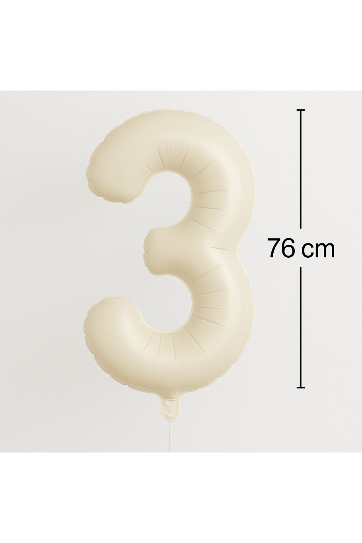 Ege Pastacılık Folyo Rakam Balon 3 Yaş Krem 76 cm Büyük Boy