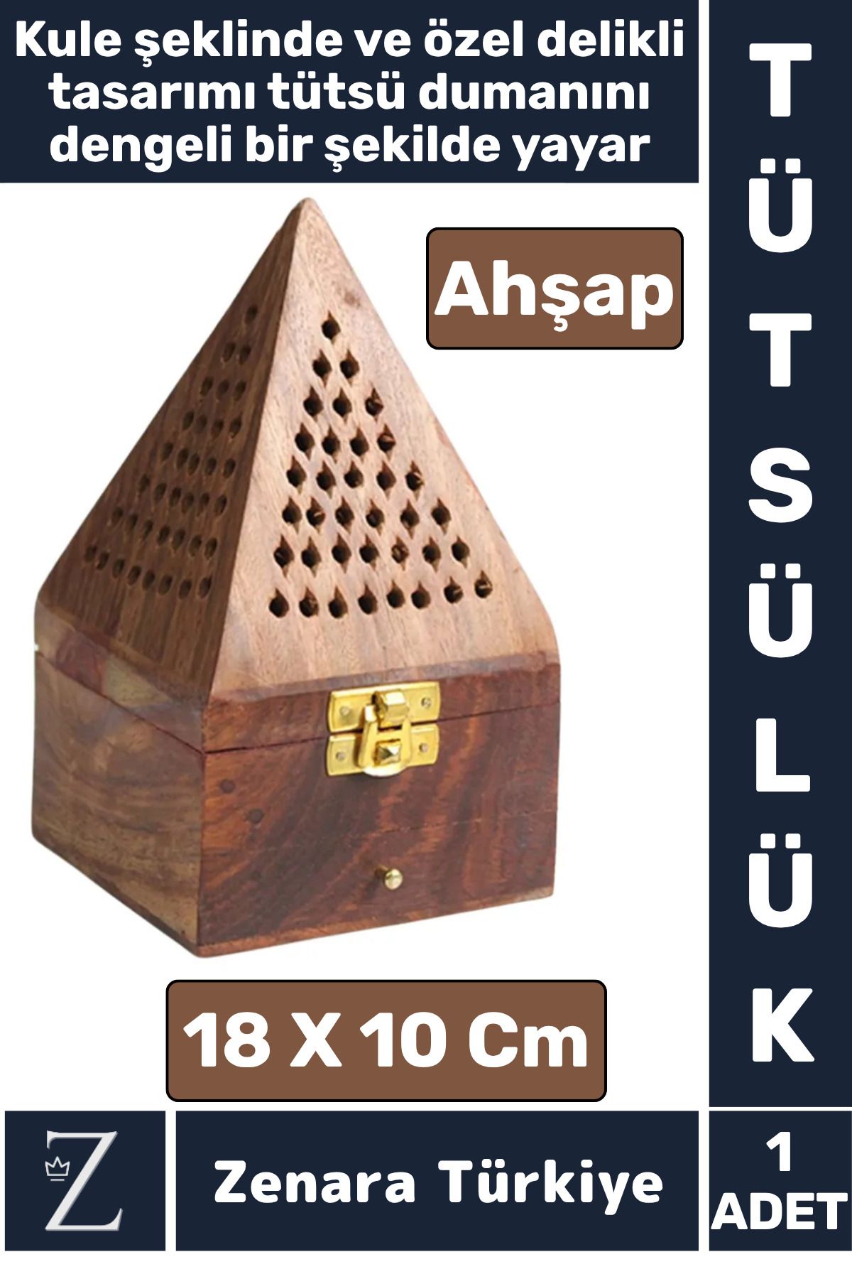Zenara Yüksek Kalite Yoga Meditasyon Aromaterapi Chakra Pozitif Enerji Dayanıklı Ahşap KULE TÜTSÜLÜK 18 Cm