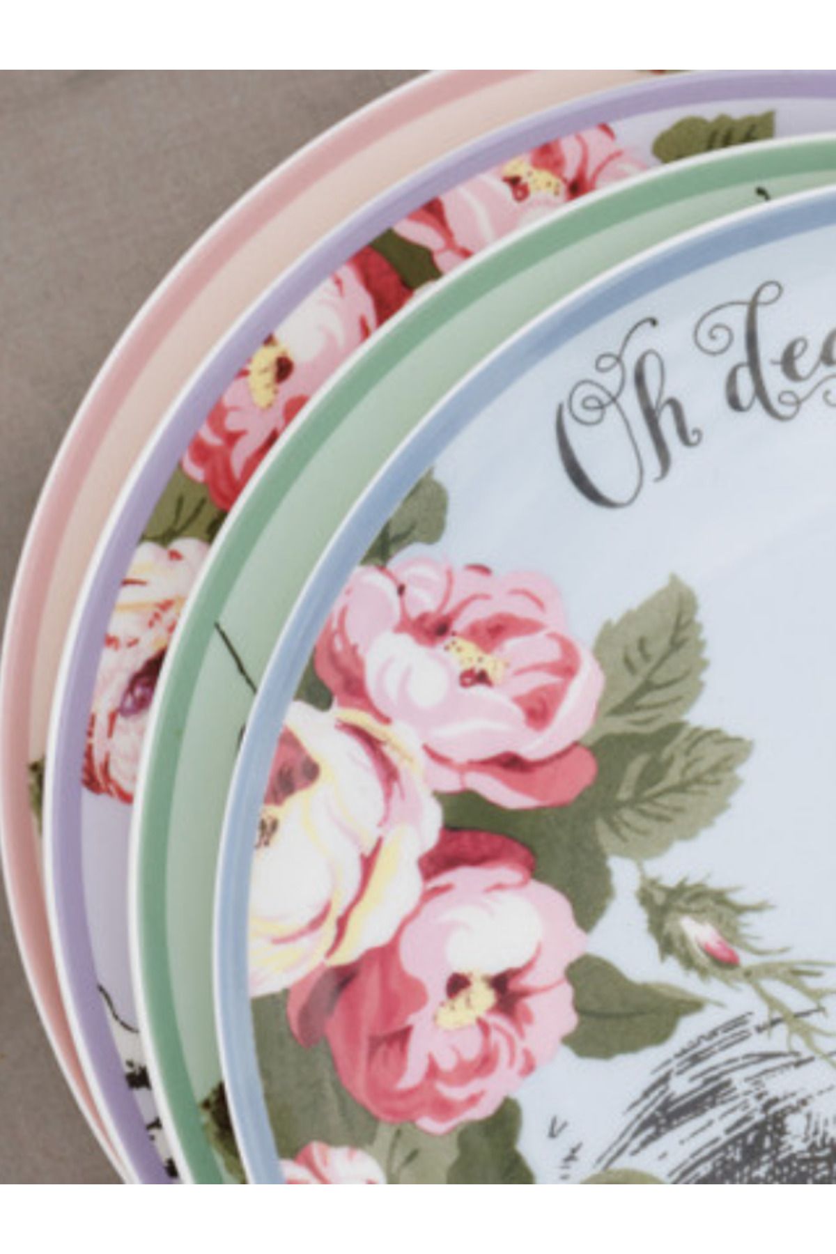 MIKASA-X V&A Alice in Wonderland Fine China Porcelain 21cm Cake Plate Set of 4 5