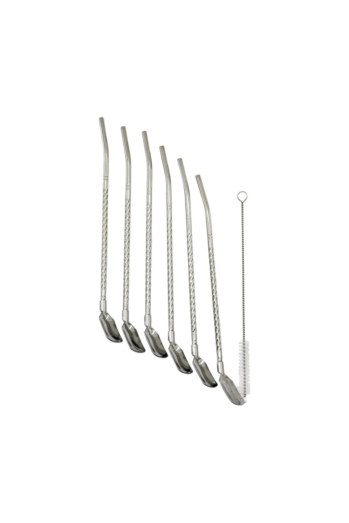 BIGBOYCL 7Pcs - 6Pipet + 1Temizleme Fırça Çelk Kaşıklı Pipet