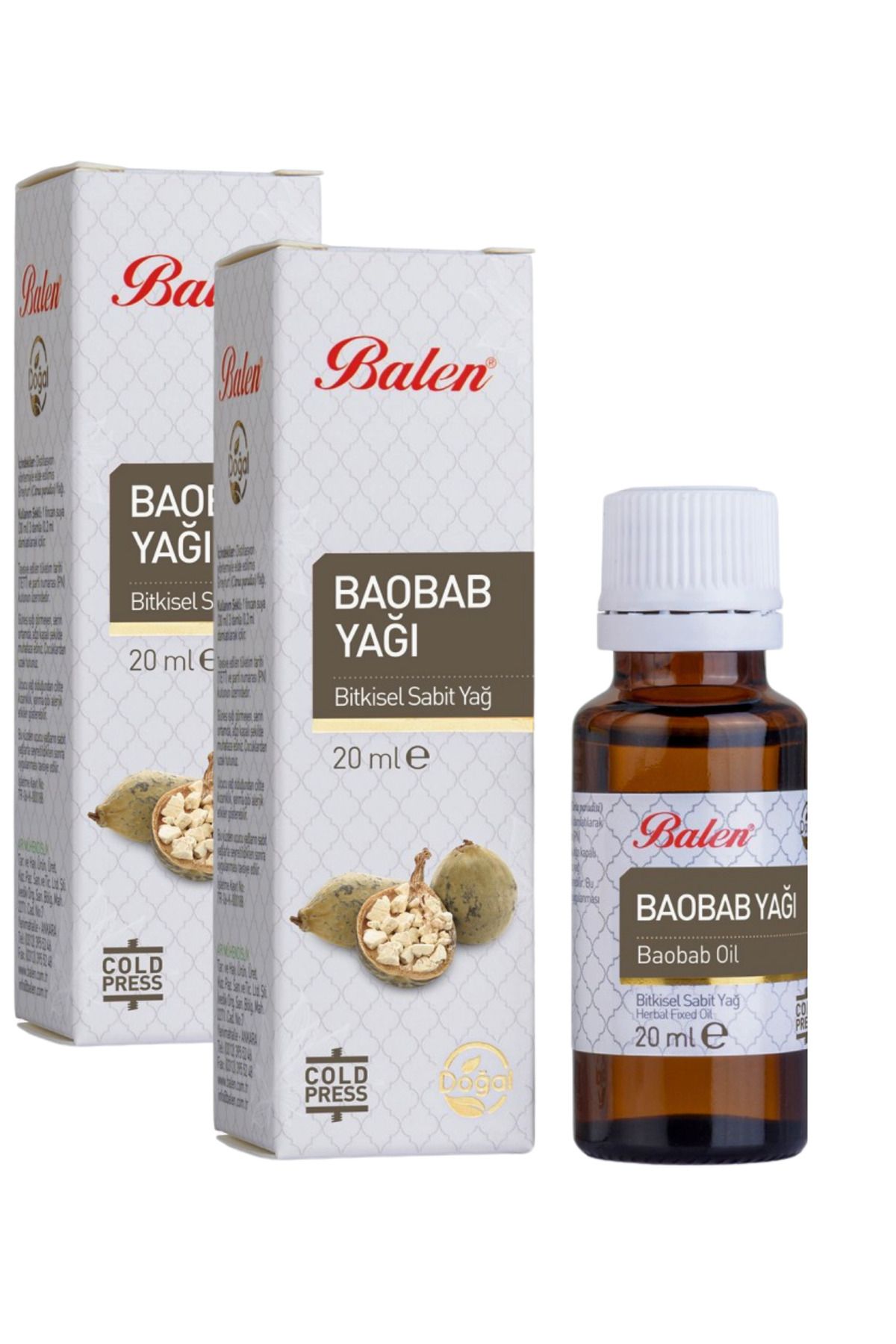 GÜLCE LOKMAN HEKİM AKTAR BALEN BAOBAB YAĞI 2 X 20ML SOĞUK PRES