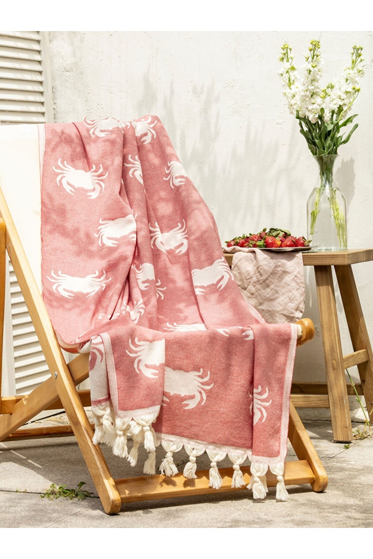 LC Waikiki LCW ACCESSORIES Yengeç Baskılı Kadın Peştemal Plaj Havlusu 90x160 cm