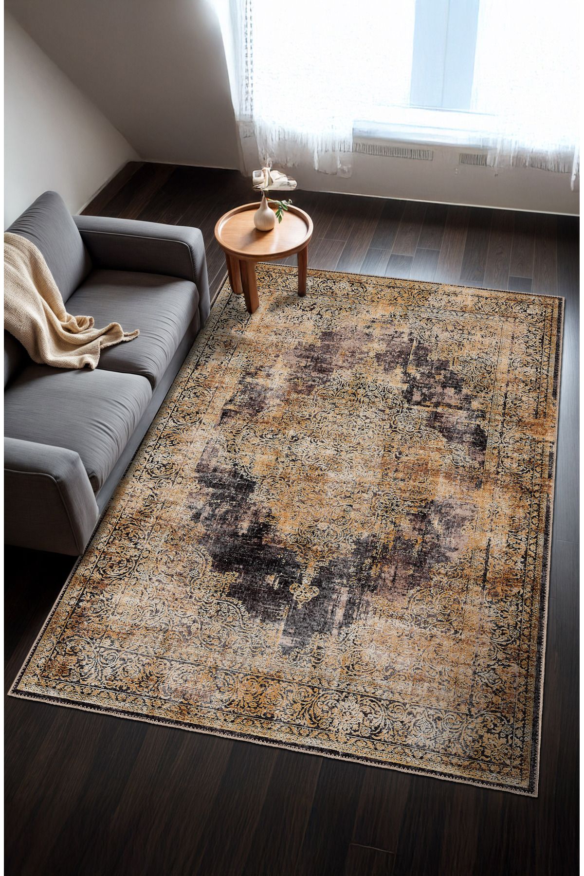 BigArts Home Makinede Yıkanabilir Kaymaz Taban Leke Tutmaz Göbekli Salon Halısı Mutfak Halısı ve Yolluk