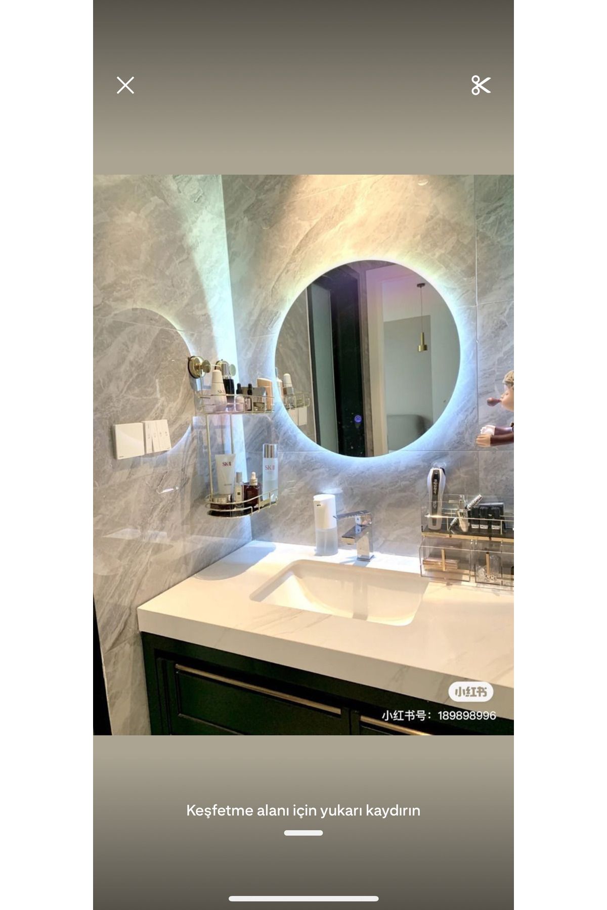 Home Dokunmatik ledli banyo tuvalet makyaj aynası 70 çap